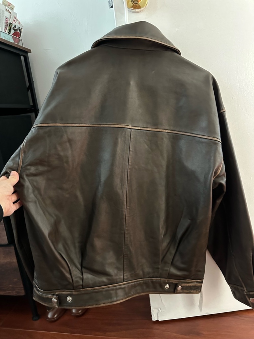 Reformation Veda Marco Leather Oversized Bomber Pit Stop Brown Jacket - Picture 13 of 16